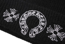 画像をギャラリービューアに読み込む, Chrome Hearts クロムハーツ WOOL WATCH CAP ニット帽 帽子 ホースシュー U.S.A製 ブラック ホワイト サイズOS 美品 中古 4c070458