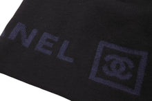 Load image into Gallery viewer, 極美品 CHANEL シャネル ココマークロゴ ニット帽 帽子 キャップ ビーニー ウール ブラック ブルー b220108 中古 4c070459