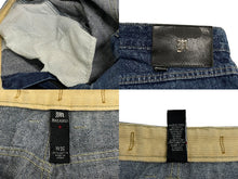 Load image into Gallery viewer, MAKAVELI マカヴェリ BAGGY DENIM 90s デニム ブルー プリント コットン サイズ36 81913 美品 中古 4c070473