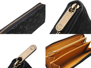 LOUIS VUITTON ルイヴィトン モノグラムデニム ジッピーウォレット M95614 モノグラムデニム ブラック ゴールド金具 美品 中古 4c070483