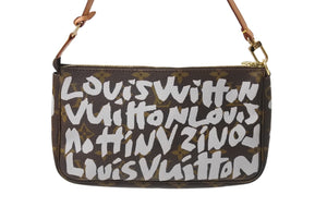 極美品 LOUIS VUITTON ルイヴィトン ポシェット アクセソワール アクセサーポーチ M92192 モノグラム グラフィティ ホワイト 中古 4c070485