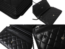 画像をギャラリービューアに読み込む, CHANEL シャネル ボーイシャネル ショルダーバッグ チェーンウォレット 19番台 ラムスキン ブラック シルバー 美品 中古 4c070487
