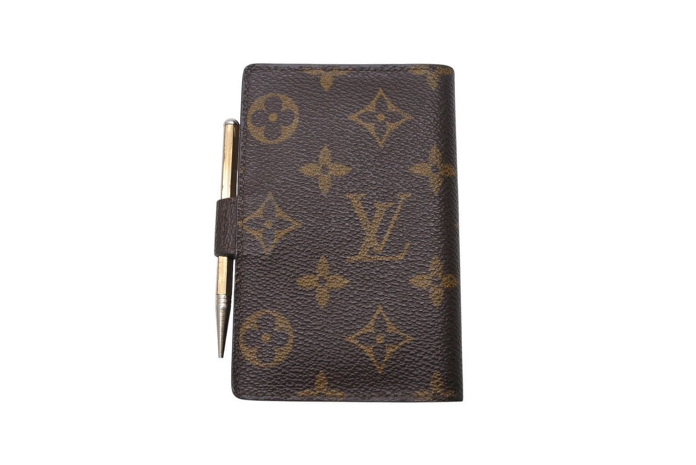 LOUIS VUITTON Agenda Mini Notebook Cover R20007 Brown PVC Leather with Pen Gold Hardware Used 4c070491