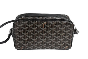 GOYARD ゴヤール カップヴェールPMバッグ ショルダーバッグ CAPVE2PMLTY01CL01P ブラック PVC レザー シルバー金具 美品 中古 4c070506