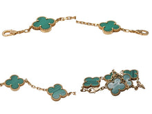 画像をギャラリービューアに読み込む, VanCleef&amp;Arpels ヴァンクリーフ&amp;アーペル ヴィンテージアルハンブラ ブレスレット 5モチーフ VCARL80900 マラカイト 約12.7g 美品 中古 4c070515