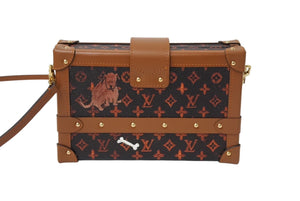 極美品 LOUIS VUITTON ルイヴィトン ミニトランク ショルダーバッグ M44407 キャットグラム モノグラム ブラウン PVC レザー 中古 4c070531