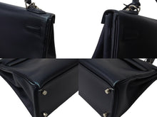 画像をギャラリービューアに読み込む, HERMES エルメス ケリー28 外縫い ブルーニュイ ◻︎D刻印 カーフスキン ゴールド金具 V金具 ハンドバッグ 中古 4c070535