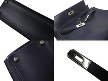 画像をギャラリービューアに読み込む, HERMES エルメス ケリー28 外縫い ブルーニュイ ◻︎D刻印 カーフスキン ゴールド金具 V金具 ハンドバッグ 中古 4c070535