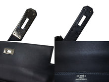 画像をギャラリービューアに読み込む, HERMES エルメス ケリー28 外縫い ブルーニュイ ◻︎D刻印 カーフスキン ゴールド金具 V金具 ハンドバッグ 中古 4c070535