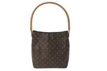 画像をギャラリービューアに読み込む, LOUIS VUITTON ルイヴィトン ルーピングGM ハンドバッグ モノグラム M51145 ブラウン ゴールド金具 美品 中古 4c070543