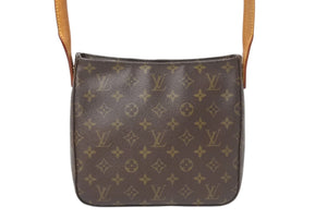 LOUIS VUITTON ルイヴィトン ルーピングMM ハンドバッグ M51146 モノグラム ゴールド金具 ブラウン 美品 中古 4c070563