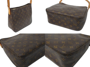 LOUIS VUITTON ルイヴィトン ルーピングMM ハンドバッグ M51146 モノグラム ゴールド金具 ブラウン 美品 中古 4c070563