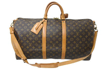 画像をギャラリービューアに読み込む, LOUIS VUITTON ルイヴィトン キーポルバンドリエール55 ボストンバッグ M41414 モノグラム PVC レザー ブラウン 美品 中古 4c070585