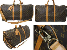 画像をギャラリービューアに読み込む, LOUIS VUITTON ルイヴィトン キーポルバンドリエール55 ボストンバッグ M41414 モノグラム PVC レザー ブラウン 美品 中古 4c070585