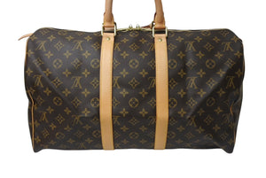 新品同様 LOUIS VUITTON ルイヴィトン モノグラム キーポル45 ボストンバッグ M41428 ブラウン ゴールド金具 中古 4c070589