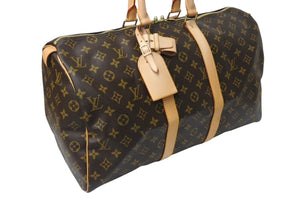 新品同様 LOUIS VUITTON ルイヴィトン モノグラム キーポル45 ボストンバッグ M41428 ブラウン ゴールド金具 中古 4c070589