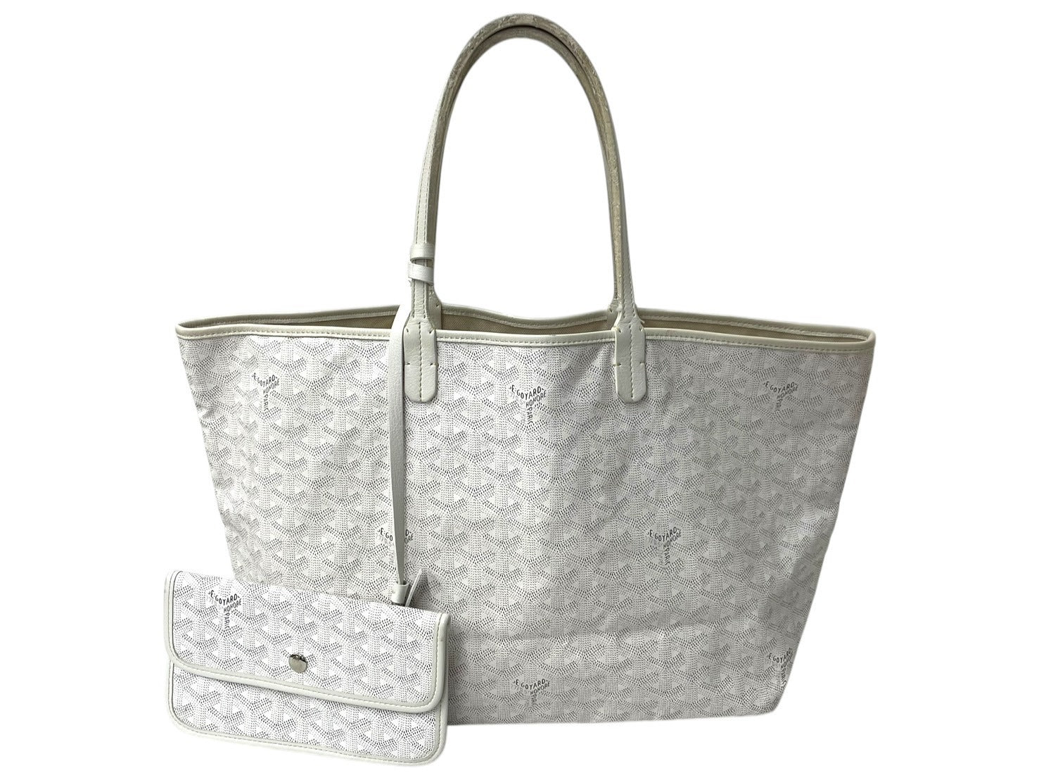 GOYARD ゴヤール サンルイPM バッグ トートバッグ STLOUIPMLTY50CL50P PVC レザー ヘリンボーン ホワイト 良品 中古  4c070595 – Casanova Vintage