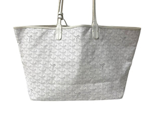 GOYARD ゴヤール サンルイPM バッグ トートバッグ STLOUIPMLTY50CL50P PVC レザー ヘリンボーン ホワイト 良品 中古 4c070595