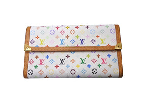 LOUIS VUITTON ルイヴィトン 長財布 M92659 ポルトトレゾール インターナショナル 村上隆 ホワイト マルチカラー PVC 美品 中古 4c070608