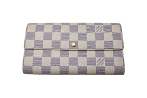 LOUIS VUITTON ルイヴィトン ポルトフォイユ サラ ダミエアズール 財布 長財布 N61735 ベージュ 美品 中古 4c070609