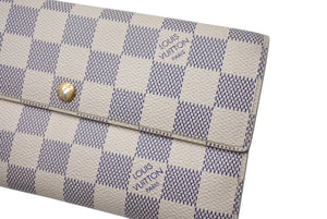 LOUIS VUITTON ルイヴィトン ポルトフォイユ サラ ダミエアズール 財布 長財布 N61735 ベージュ 美品 中古 4c070609