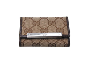 GUCCI グッチ 6連キーケース GGキャンバス 総柄 ベージュ ブラウン キャンバス レザー 127048 美品 中古 4c070615