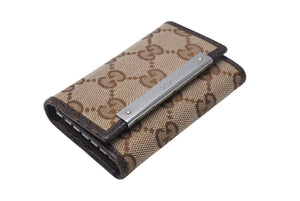 GUCCI グッチ 6連キーケース GGキャンバス 総柄 ベージュ ブラウン キャンバス レザー 127048 美品 中古 4c070615