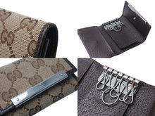 画像をギャラリービューアに読み込む, GUCCI グッチ 6連キーケース GGキャンバス 総柄 ベージュ ブラウン キャンバス レザー 127048 美品 中古 4c070615