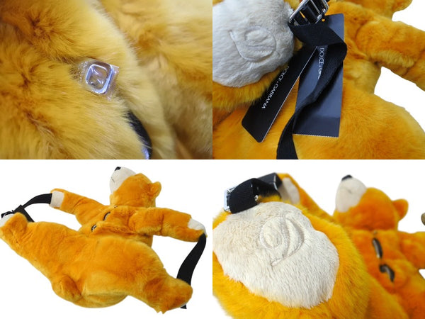 New and unused Dolce&GDolce &amp; Gabbana bear motif backpack, animal series, fur, orange, used, 4c070633