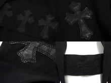 Load image into Gallery viewer, CHROME HEARTS クロムハーツ ワンピース レザーパッチ クロスボール ブラック サイズS 95024 美品 中古 4c070685