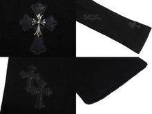 画像をギャラリービューアに読み込む, 新品未使用 ChromeHearts クロムハーツ ニット トップス クロスパッチ CHクロス カシミヤ レザー シルバー925 ブラック 中古 M 4c070686
