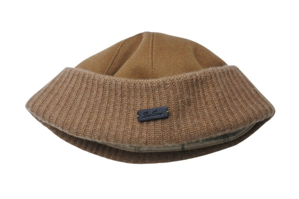 Loro Piana ロロ ピアーナ ニットキャップ ニット ビーニー ロゴアップリケ カシミア コットン イタリア製 ブラウン 美品 中古 4c070688