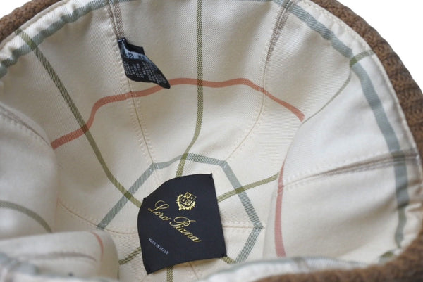 Loro Piana ロロ ピアーナ ニットキャップ ニット ビーニー ロゴアップリケ カシミア コットン イタリア製 ブラウン 美品 中古 4c070688