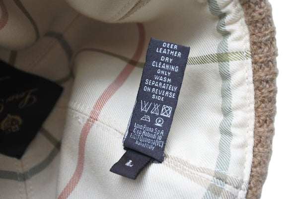 Loro Piana ロロ ピアーナ ニットキャップ ニット ビーニー ロゴアップリケ カシミア コットン イタリア製 ブラウン 美品 中古 4c070688