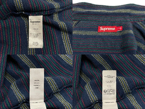 新品未使用 Supreme シュプリーム Woven Stripe Shirt ウーブンストライプシャツ サイズ XL ネイビー 中古 4c070695