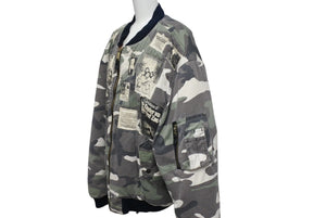 極美品 RAF SIMONS ラフシモンズ 01AW Riot期 パッチワークボンバージャケット MA-1 ホワイトカモ アーカイブ サイズXXL 中古 4c070712