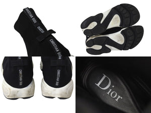 Christian Dior クリスチャンディオール DIOR ID スニーカー ハイカット ファブリック ブラック ホワイト サイズ34 美品 中古 4c070739