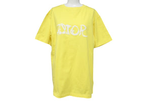 DIOR ディオール 半袖Tシャツ ブランドロゴ 143J685C0677 イタリア製 コットン イエロー ホワイト サイズXS 美品 中古 4c070757