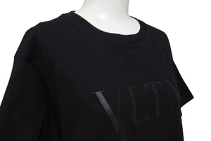 VALENTINO ヴァレンティノ vltnロゴ 半袖Tシャツ TV3MG10V3LE イタリア製 コットン ブラック サイズXS 美品 中古 4c070775