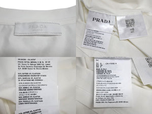 美品 PRADA プラダ 半袖Tシャツ UJN712 サイズS トライアングルロゴ ホワイト ロゴ刺繍 コットン 中古 4c070782