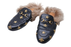 GUCCI Gucci Sandals Horsebit Mule Leather Black Gold Hardware Good Condition Used 4c070799