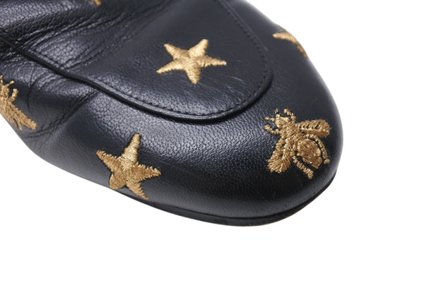 GUCCI Gucci Sandals Horsebit Mule Leather Black Gold Hardware Good Condition Used 4c070799
