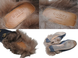 GUCCI Gucci Sandals Horsebit Mule Leather Black Gold Hardware Good Condition Used 4c070799