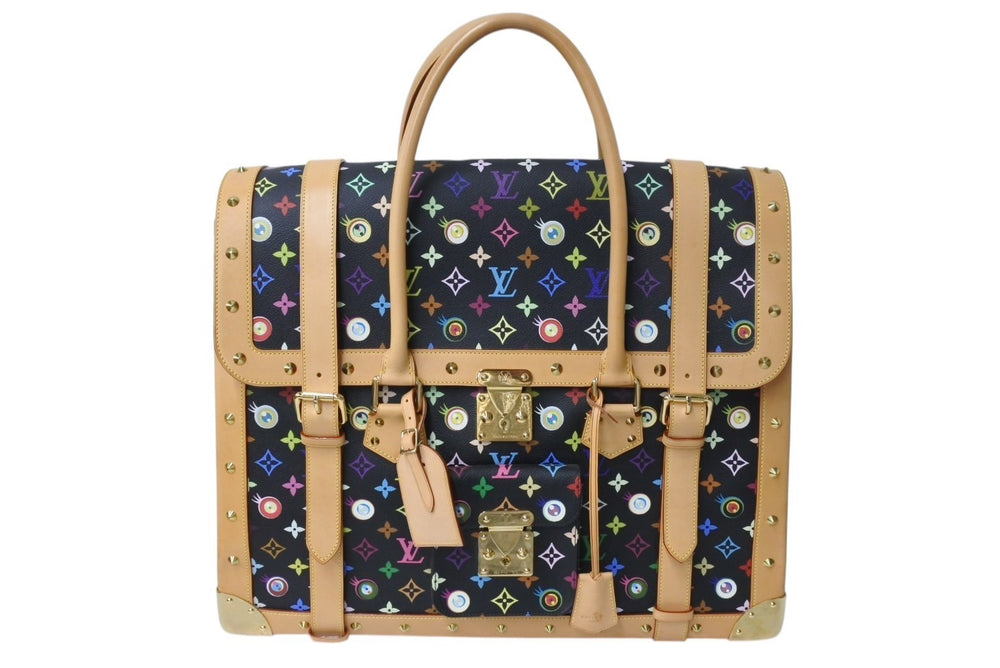 新品同様 LOUIS VUITTON × 村上隆 ルイヴィトン ハンドバッグ サックジギャンティック M92056 ブラック マルチ 中古 4c070818