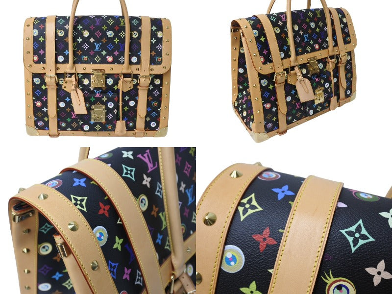 新品同様 LOUIS VUITTON × 村上隆 ルイヴィトン ハンドバッグ サックジギャンティック M92056 ブラック マルチ 中古 4c070818