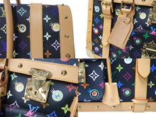 画像をギャラリービューアに読み込む, 新品同様 LOUIS VUITTON × 村上隆 ルイヴィトン ハンドバッグ サックジギャンティック M92056 ブラック マルチ 中古 4c070818