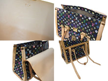 画像をギャラリービューアに読み込む, 新品同様 LOUIS VUITTON × 村上隆 ルイヴィトン ハンドバッグ サックジギャンティック M92056 ブラック マルチ 中古 4c070818