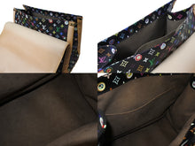 画像をギャラリービューアに読み込む, 新品同様 LOUIS VUITTON × 村上隆 ルイヴィトン ハンドバッグ サックジギャンティック M92056 ブラック マルチ 中古 4c070818
