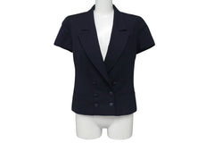 Very Good Condition CHANEL 96C Cropped Double Breasted Jacket P06257V03888 Wool Navy Size 36 Used 4c070827