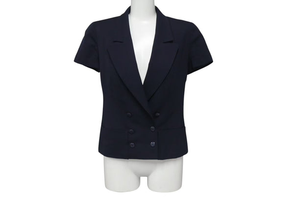 Very Good Condition CHANEL 96C Cropped Double Breasted Jacket P06257V03888 Wool Navy Size 36 Used 4c070827